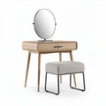 Wooden vanity table with adjustable LED mirror and upholstered stool 85 x 40 x 75cm