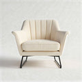 Fabric accent chair with metal legs in cream color 80 x 80 x 75cm