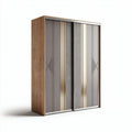 Sliding wardrobe with wooden frame and metallic accents 150 x 60 x 200cm