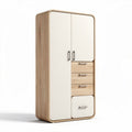 Wooden wardrobe with white doors and storage drawers 180 x 90 x 50cm