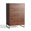 Four-drawer chest in walnut finish with metal frame dimensions 90 x 45 x 120cm
