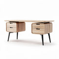 Wooden desk with storage drawers and black legs 140 x 60 x 75cm