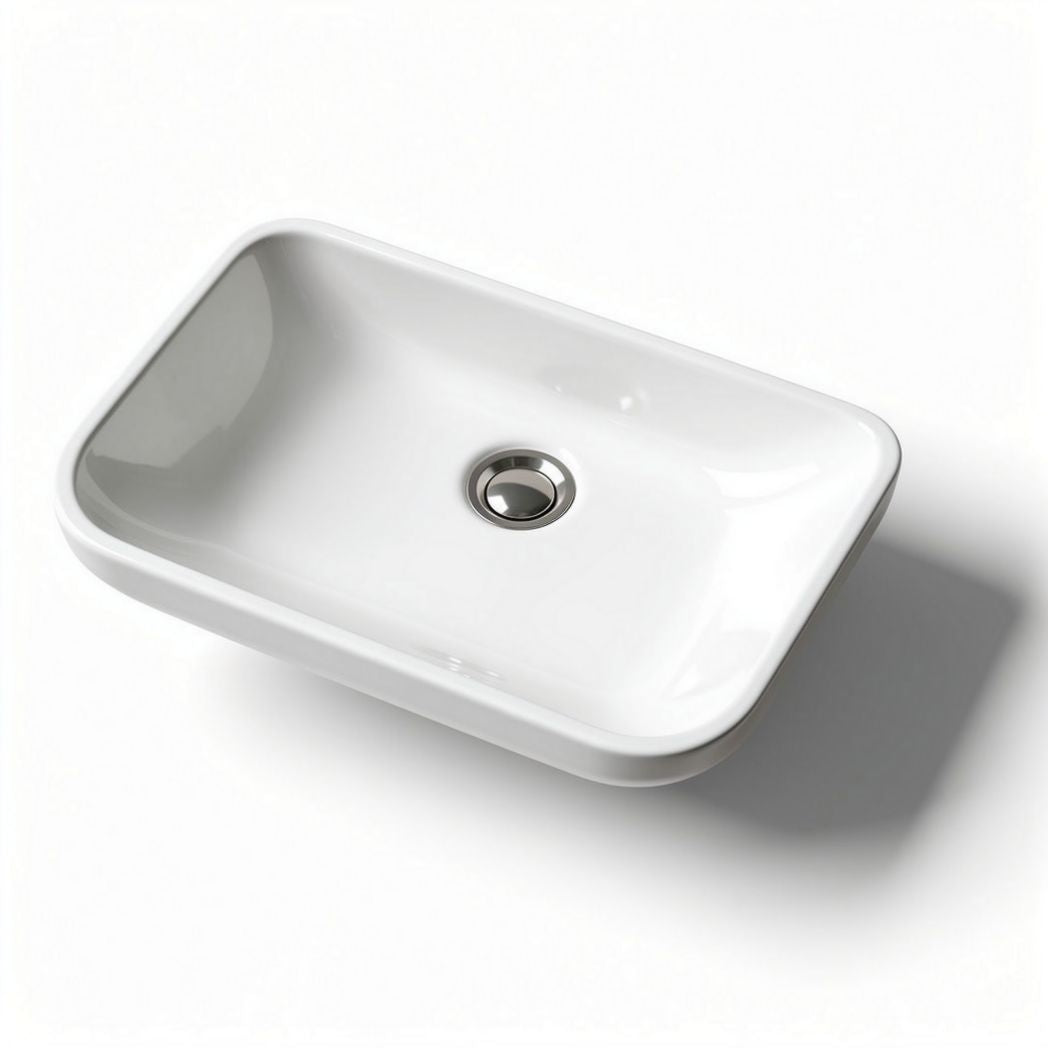 Ceramic rectangle bathroom sink 40 x 25 x 10cm white vessel style