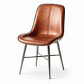 Leather dining chair with metal legs and ergonomic design 45 x 50 x 85cm