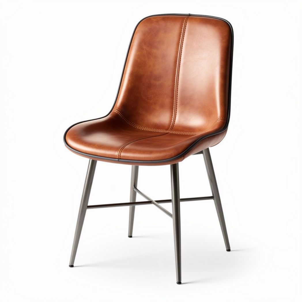 Leather dining chair with metal legs and ergonomic design 45 x 50 x 85cm