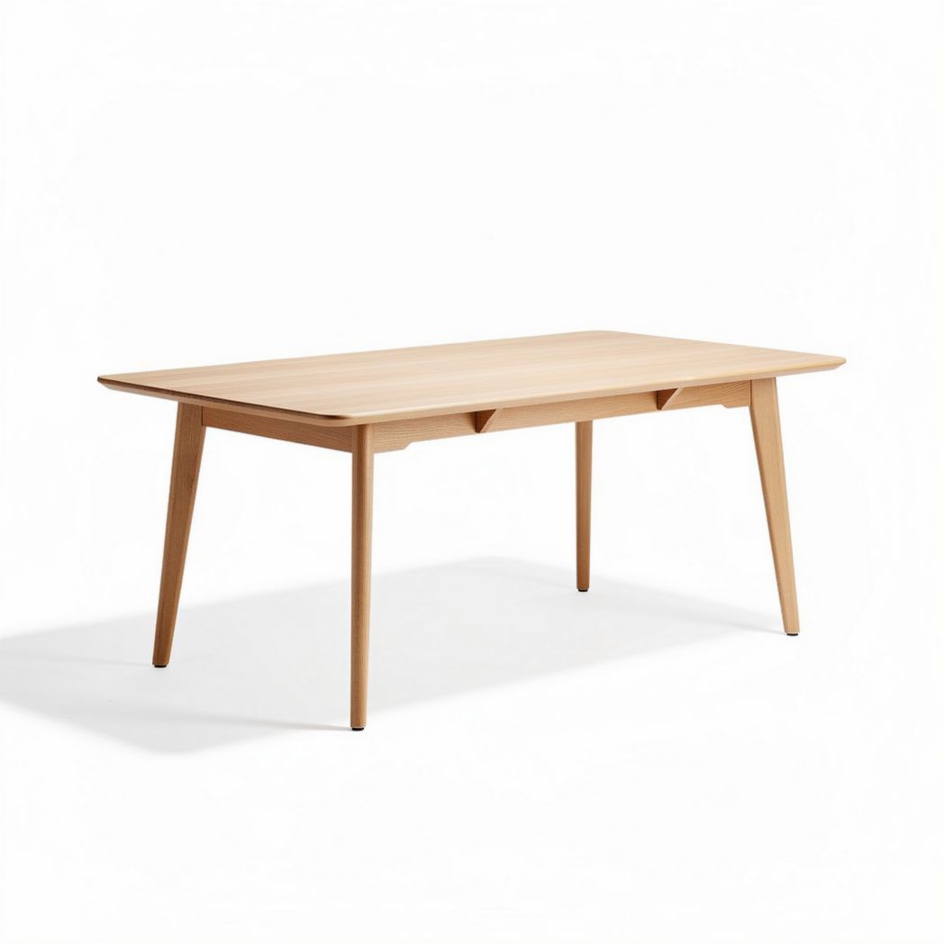 Natural wood dining table 180 x 90 x 75cm with tapered legs