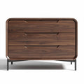 Wooden dresser with three drawers and modern design in walnut finish 120 x 50 x 80cm