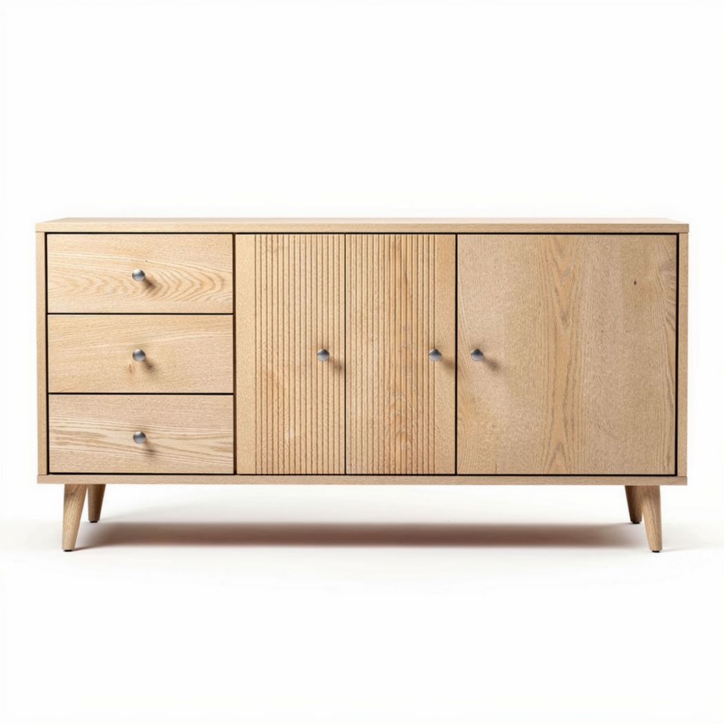 Wooden sideboard with three drawers and two cabinet doors 150 x 40 x 75cm