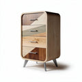 Wooden four-drawer nightstand with metal legs in modern design 40 x 30 x 70cm