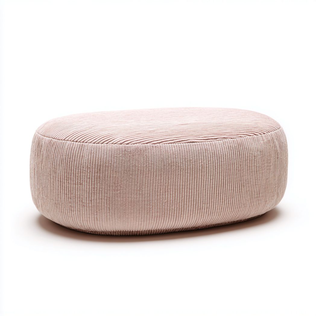 Upholstered storage ottoman with tufted top in blush 30 x 30 x 40cm